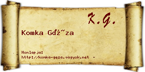 Komka Géza névjegykártya