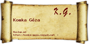 Komka Géza névjegykártya